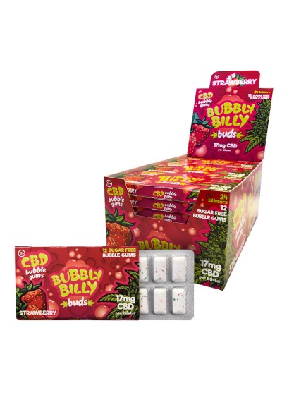 Chewing Gums Cannabis Bubbly Billy Strawberry - 17mg CBD, Senza Free - Multitrance