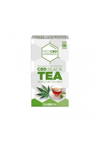 Tè Nero alla Cannabis con 7.5mg CBD per bustina, 20 bustine, senza THC - MediCBD