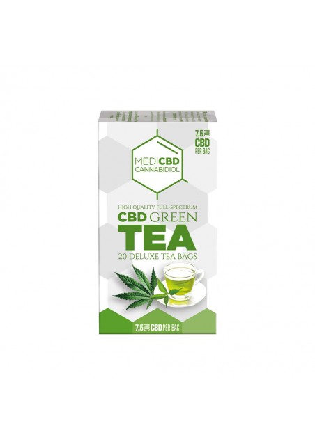 Cannabis Green Tea with 7.5mg CBD per bag, 20 bags, THC Free - MediCBD
