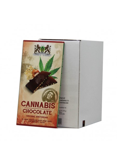 Dark Chocolate Bar with Cannabis Seeds and Hazelnuts pieces, 70% Cocoa - Holland Haze