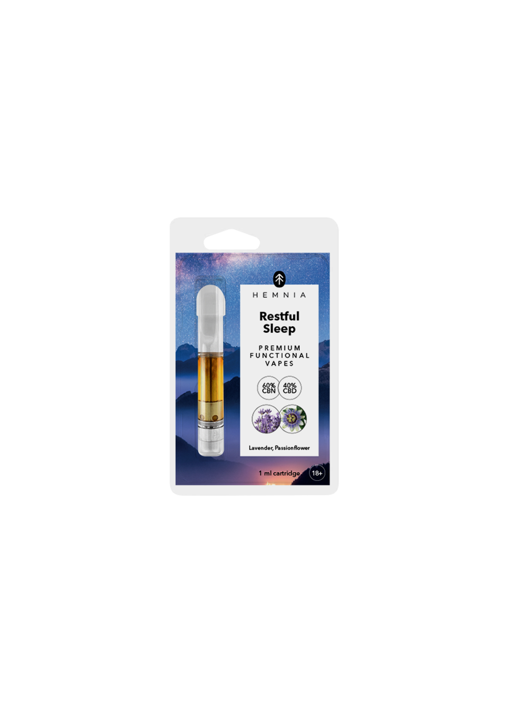 CBN Cartridge Restful Sleep - 40% CBD, 60% CBN, Lavender, Passionflower, 1 ml - Hemnia