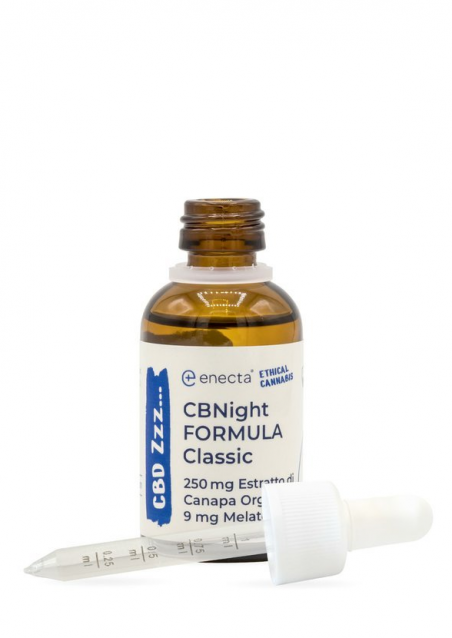 CBNight Formula 250mg Estratti Organici di Canapa + 9mg Melatonina - 30ml - Enecta