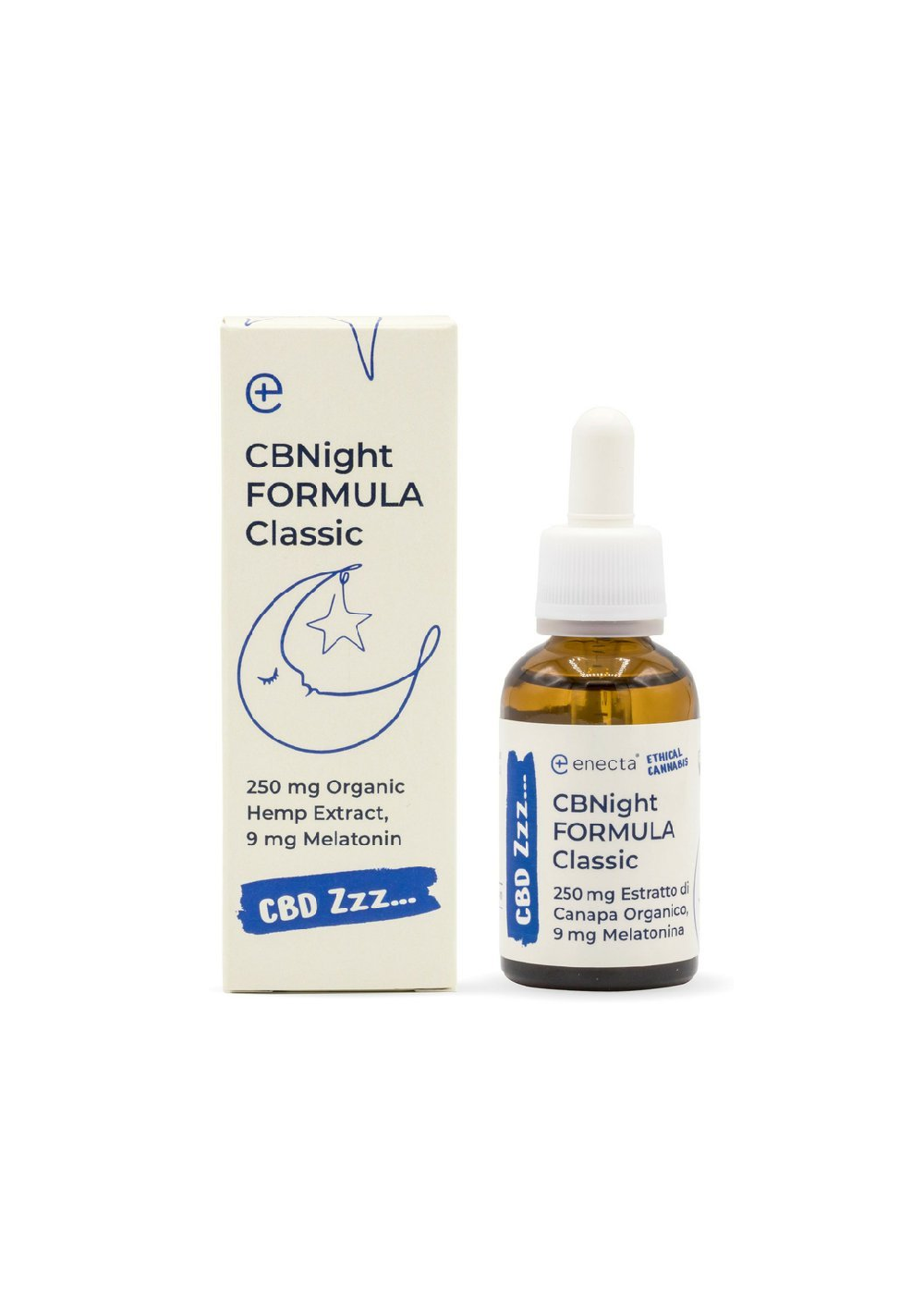 CBNight Formula 250mg Organic Hemp Extract + 9mg Melatonin - 30ml - Enecta