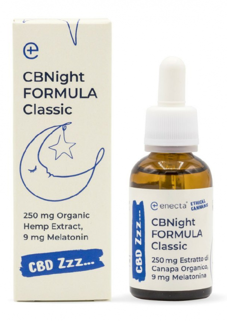 CBNight Formula 250mg Estratti Organici di Canapa + 9mg Melatonina - 30ml - Enecta
