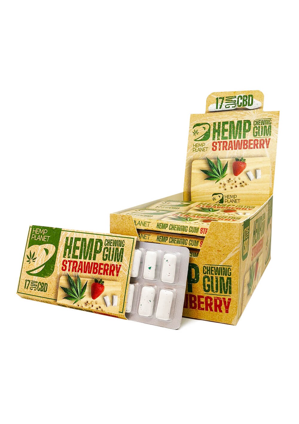 CBD Chewing Gums, Gomme da masticare Cannabis e Fragola - 17mg CBD, Senza THC - Astra Hemp