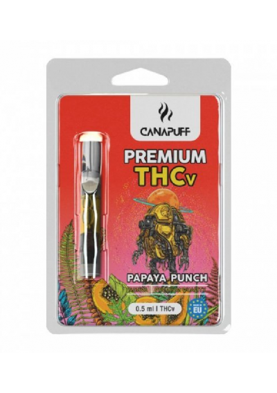 THC-V Cartridge/Atomizer - Papaya Punch - 0.5ml, 79% THCv - 250 Puffs - CanaPuff