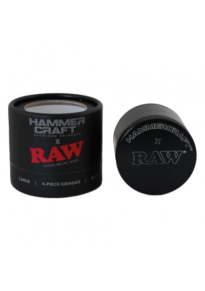 RAW Hammer Craft - Grinder Alluminio Nero, 60mm - 4 Parti - RAW