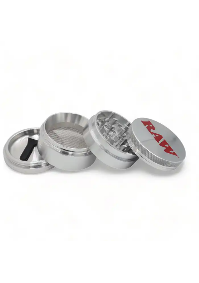 RAW - Grinder Alluminio Silver con Confezione Regalo, 56mm - 4 Parti - RAW