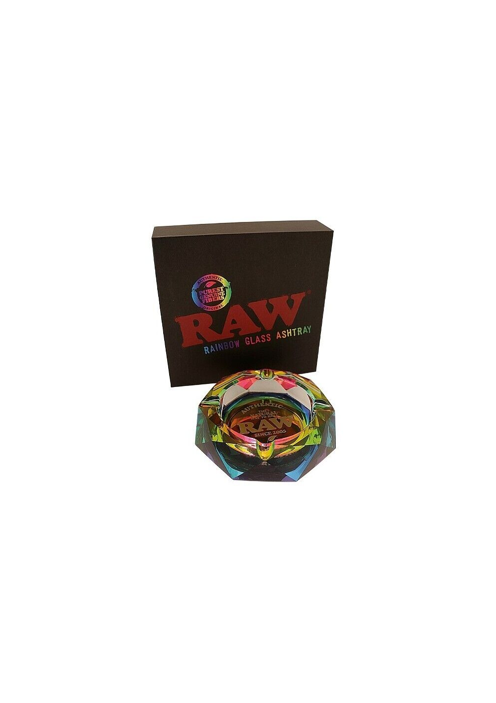 RAW Rainbow - Glass Ashtray, Heavy, Elegant with Giftbox - RAW