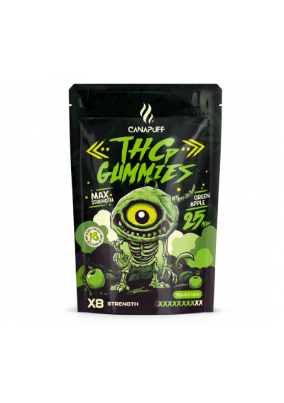 THC-P Green Apple Gummies, 5 pcs, 25mg THCP - Extra Strong - Canapuff