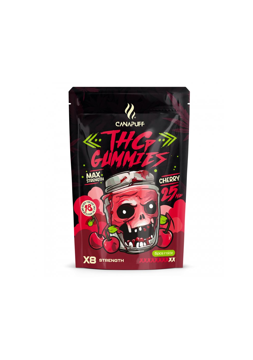 THC-P Green Cherry, 5 pcs, 25mg THCP - Extra Strong - Canapuff