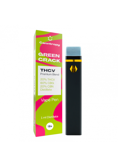 THC-V Disposable Vape Pen - Green Crack, 1ml, 500 puffs - THCV 20%, CBG 60%, CBN 20% - Canntropy