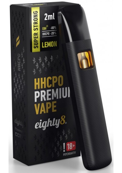 HHCPO Vape Device 20% - Premium Lemon, Super Strong, 2ml, Disposable, up to 1000 puffs - Eighty8
