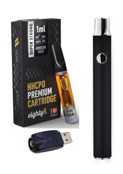 HHCPO Starter Kit - Atomizer + Battery - Amnesia Premium 20% - 1ml, up to 500 puffs - Canapuff