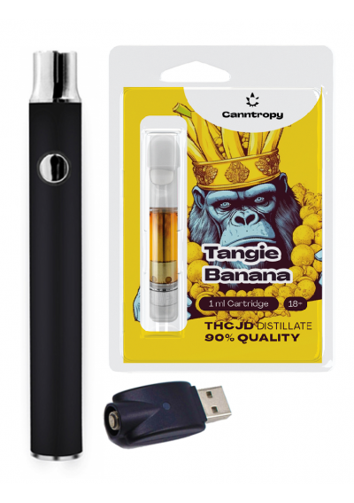 THC-JD Starter Kit - Atomizzatore + Batteria 1100mAh - Tangie Banana 90% - 1ml, fino a 500 puffs - Canntropy