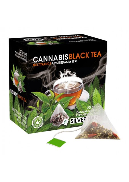 Cannabis Black Tea Silver Haze - CBD 7.5mg per Bag - 20 Pyramid bags - Multitrance